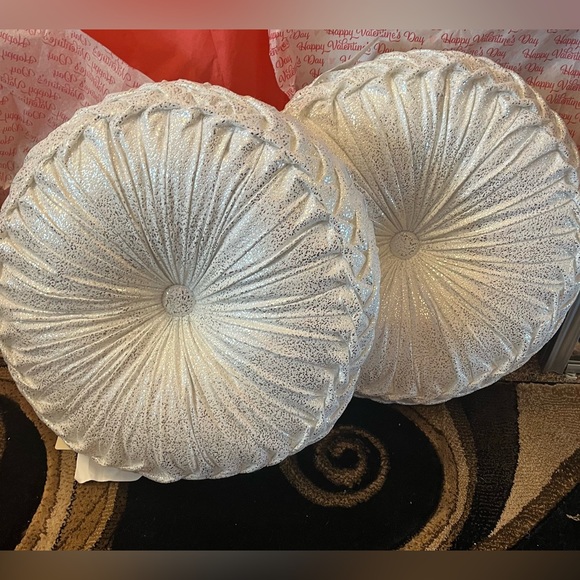 Other - 17” Pleated Round Throw Pillows Set of 2